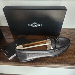 NEW IN BOX-Coach Penny Loafers-Drivers-100% Leather-Black-Size 6.5